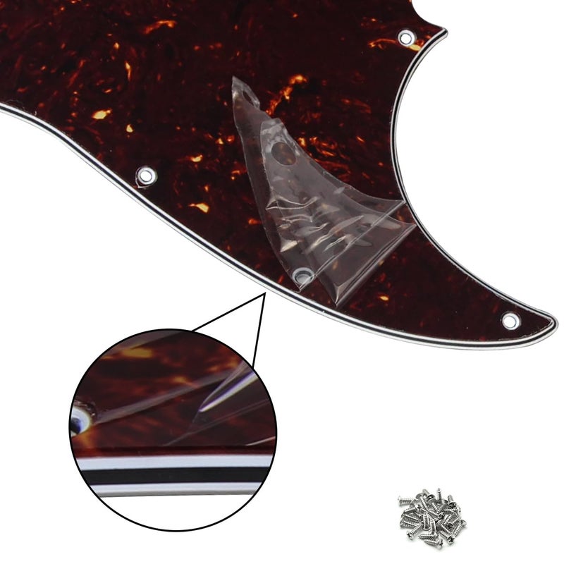 FLEOR 10 Hole J Bass Pickguard Scratch Plate Pick Guards for 4 Strings American/Mexican Standard J Bass Part, 4Ply Brown Tortoise Shell - Image 5